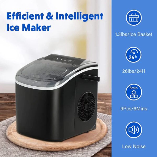 Second image of SUGIFT Portable Ice Maker Machine Countertop 26 lbs, Black home appliance  ice cube maker