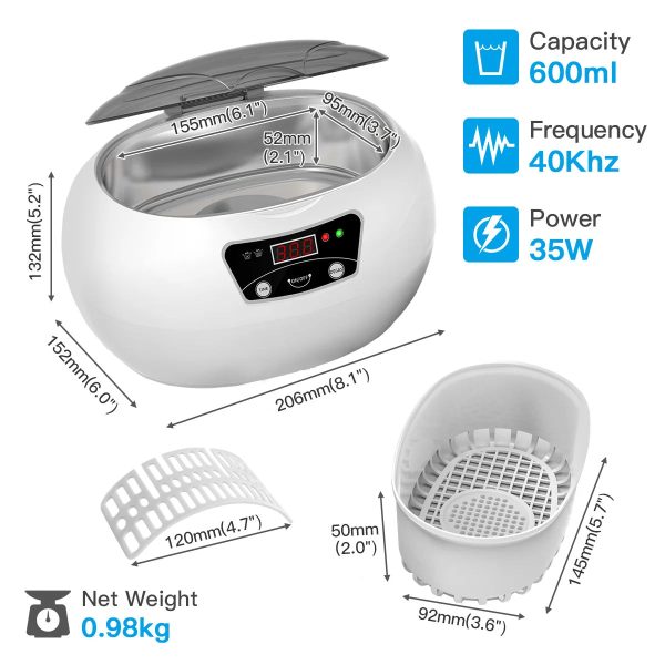 Second image of AIPOI 600ml Ultrasonic Cleaner Wave Cleaning Jewellery Polishing Machine For Watches Home Appliances