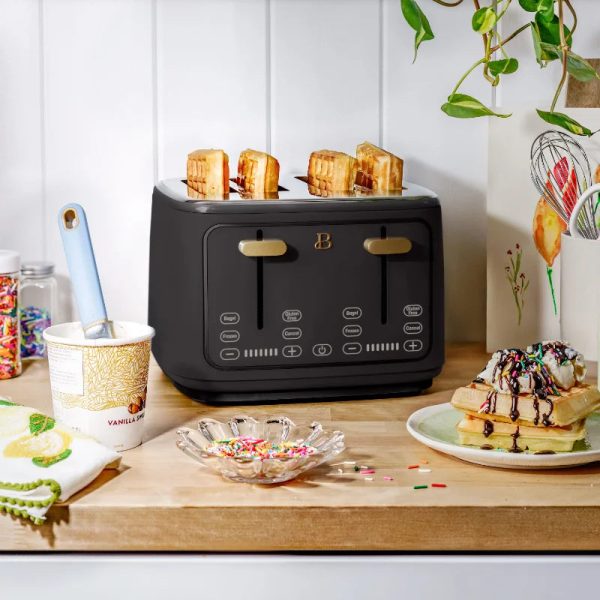 4 Slice Toaster, Black Bread Machine Home Appliance
